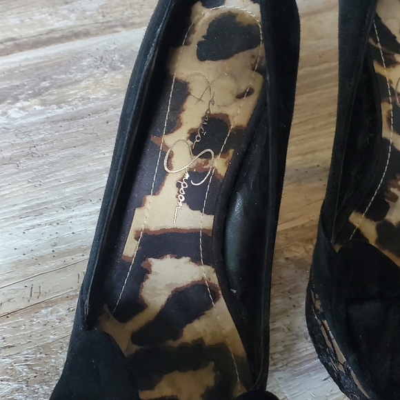 Jessica Simpson Black Bow Peep-Toe Heels - Picture 7 of 8